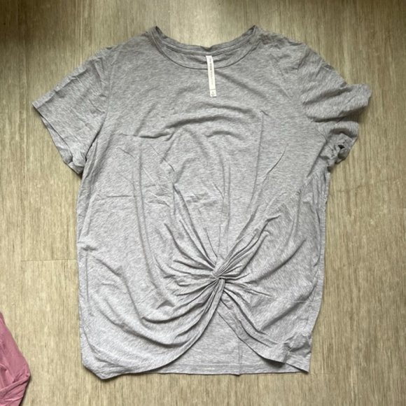 Aritzia tie-front grey t-shirt - Picture 1 of 5